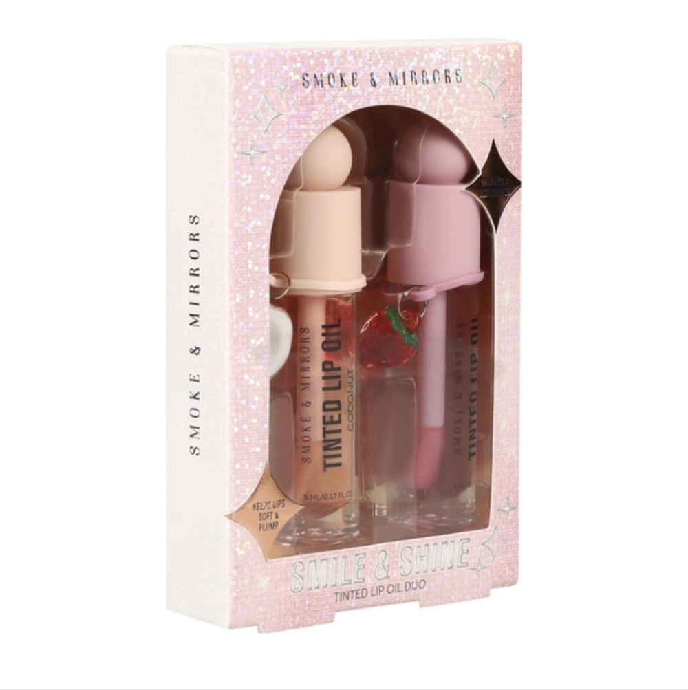 Smoke & Mirrors Smile & Shine Tinted Lip Oil Duo - Peach & Pink - Picture 3 of 4